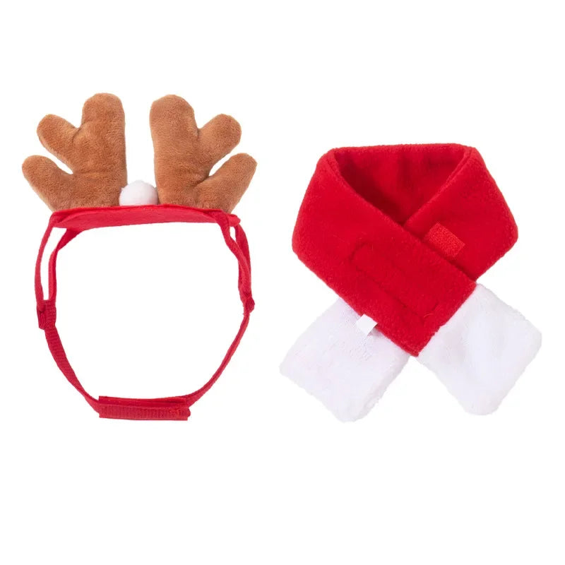 Christmas Hat Pet Costume For Cat Dog Puppy Costumes Scarf Gift New Year Santa Winter Cosplay Halloween Dog Cat Supply