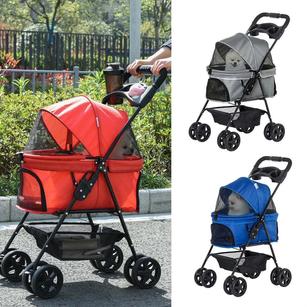 Pawhut Foldable Dog Stroller with Universal Wheels