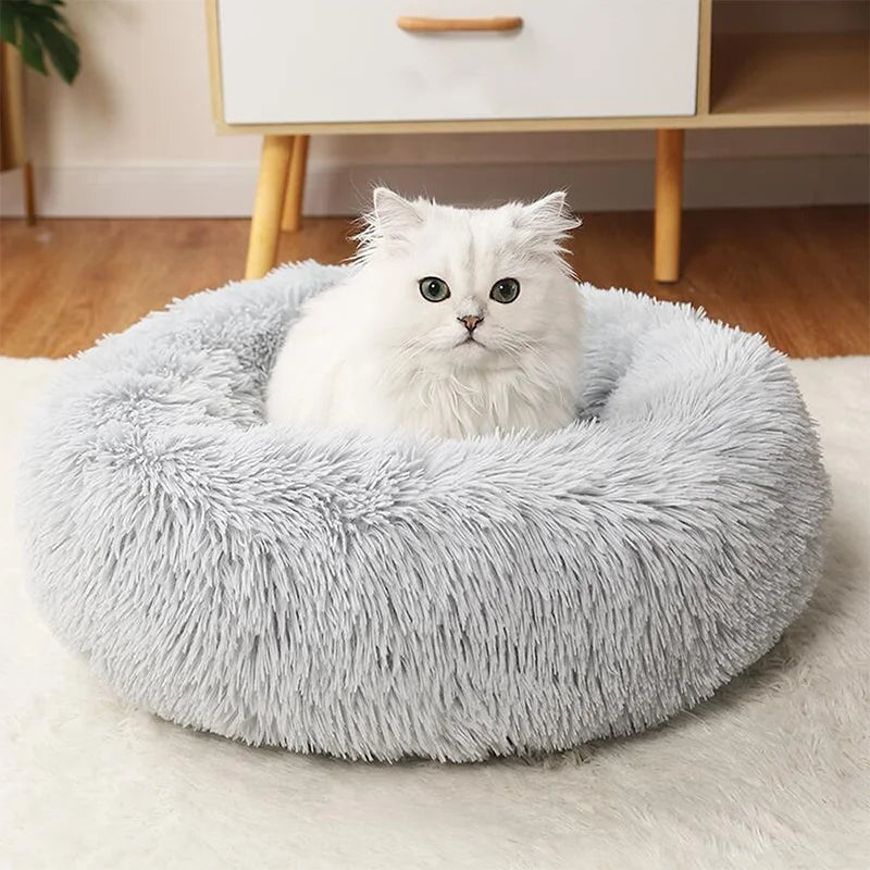 50-80cm Round Pet Bed Long Plush Cat House Dog Bed for Medium Dogs Soft Cat Nest Kennel Dog Mattress Pet Supplies