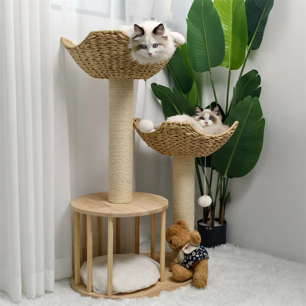 3-Tier Cat Tree Padded Plush Napping Perches Kitten Condo Sisal Rope Scratching Posts and Hanging Toy Tower for Indoor Kitties