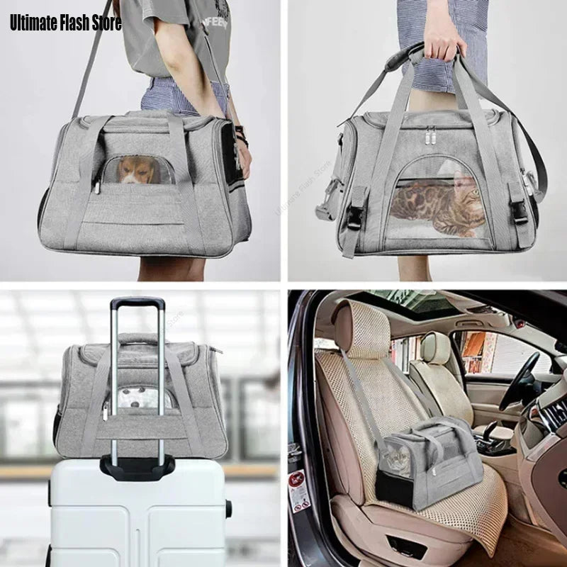Dog Carrier Bag With Thick Cotton Cushion Pet Aviation Backpack Anti-suffocation Portable Travel Bag Pet Dog Bag Mesh Outdoor
