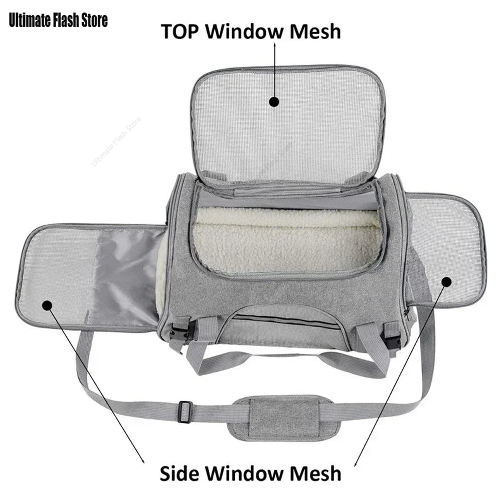 Dog Carrier Bag With Thick Cotton Cushion Pet Aviation Backpack Anti-suffocation Portable Travel Bag Pet Dog Bag Mesh Outdoor