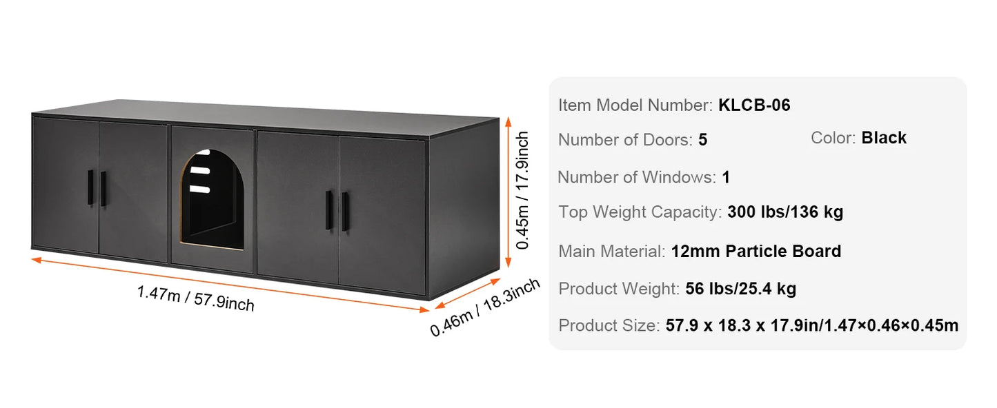 SucceBuy Cat Litter Box Enclosure for 2 Cats Litter Box Furniture Hidden Wooden Cat Box Cabinet Fit Most of Litter Box White