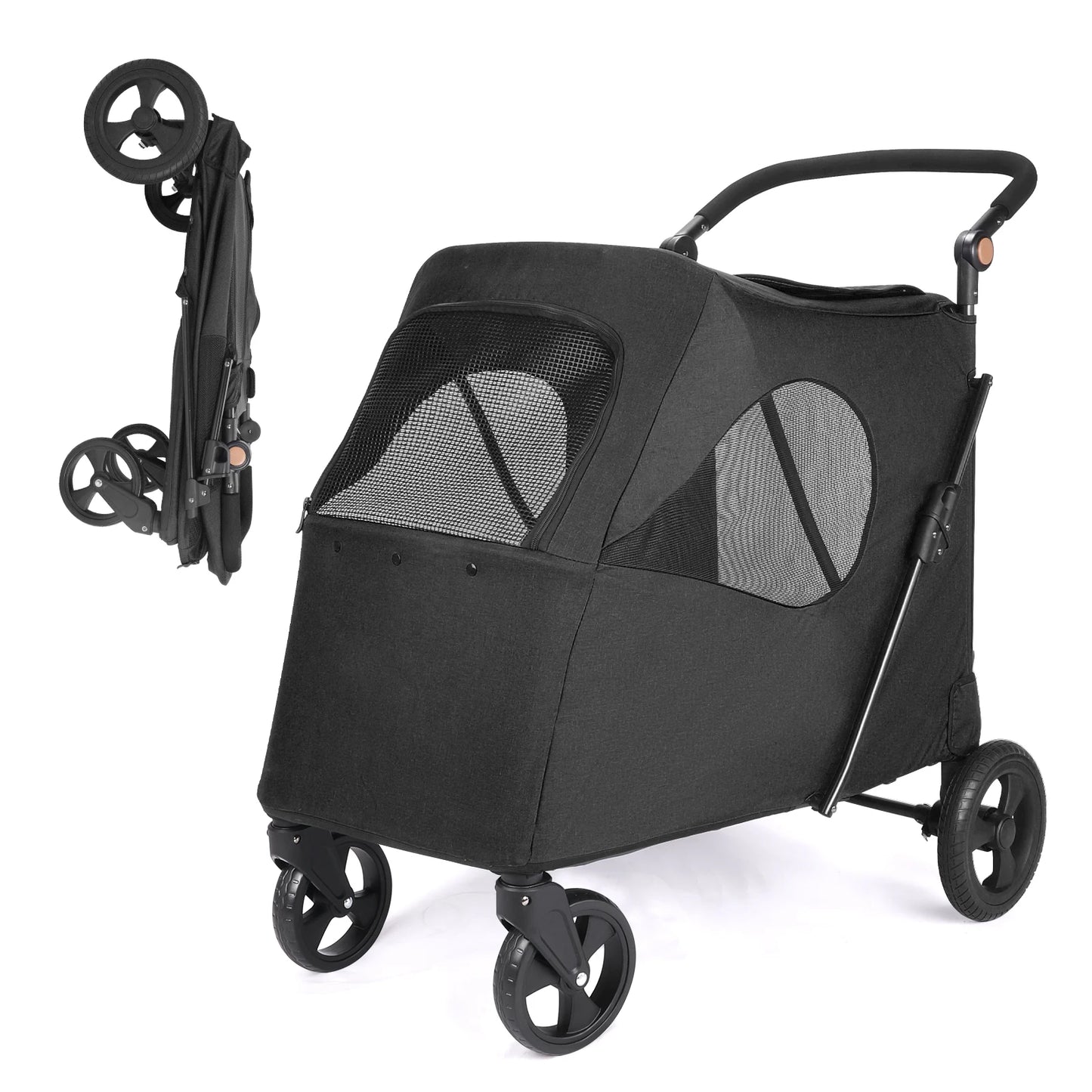 Large Pet Stroller for Large Sized Dog or Multiple Small Dogs,Folding Frame,for Dogs Up to 120lbs,Handle-Adjustable