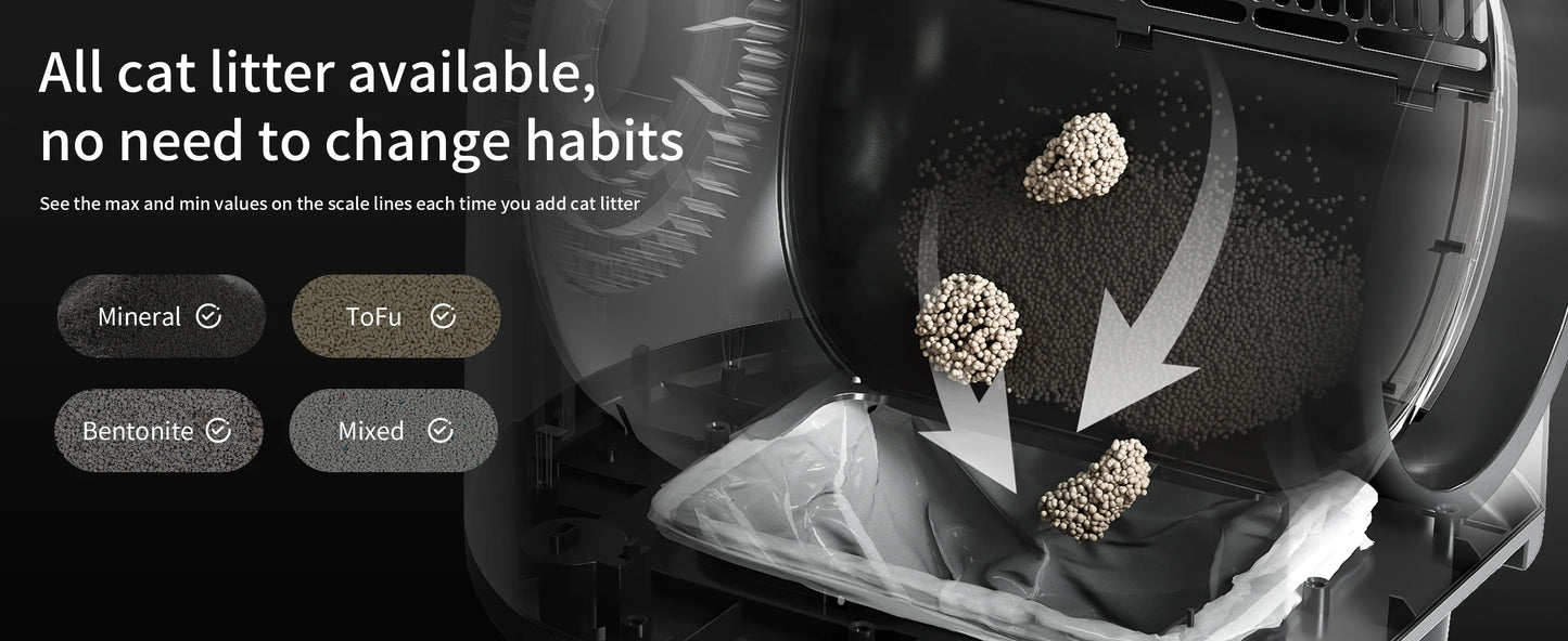 REDSASA Self Cleaning Automatic Cat Litter Box,110L Large Space Cat Smart Toilet with Stairs, Safety Protection, APP-Control