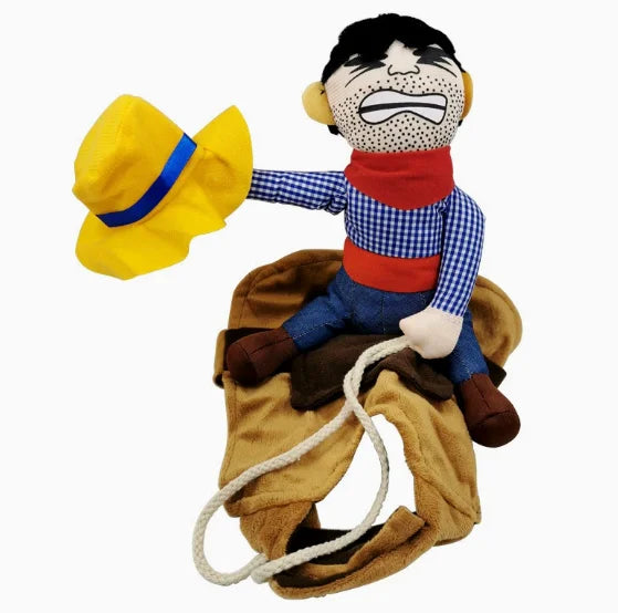 Trendy Funny Dress Up Cowboy Rider Dog Costume for Small And Medium Dogs Lovely New Year Outfit Halloween Cosplay Warm