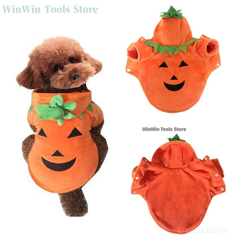 New Pet Halloween Pumpkin Clothes High Quality Easy To Wear Cute Dress Up Small Dog Party Cosplay Hooded Sweatshirt Pet Supplies