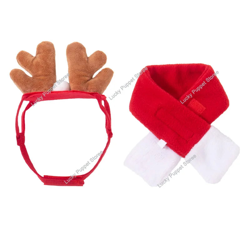 Christmas Hat  Pet Costume For Cat Dog Puppy Costumes Scarf Gift New Year Santa Winter Cosplay Halloween Dog Cat Supply