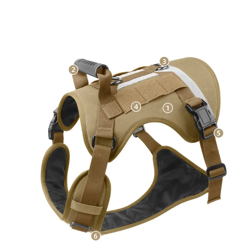 Big Dogs Reflective Safety Chest Strap Adjustable Military Tactical Vest Anti-pull Pectoral belt Chest Harnesses for Dog Guide