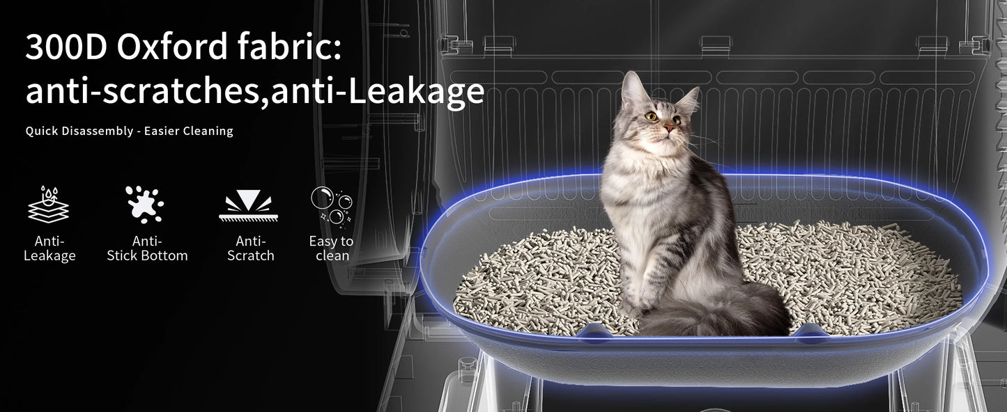 REDSASA Self Cleaning Automatic Cat Litter Box,110L Large Space Cat Smart Toilet with Stairs, Safety Protection, APP-Control