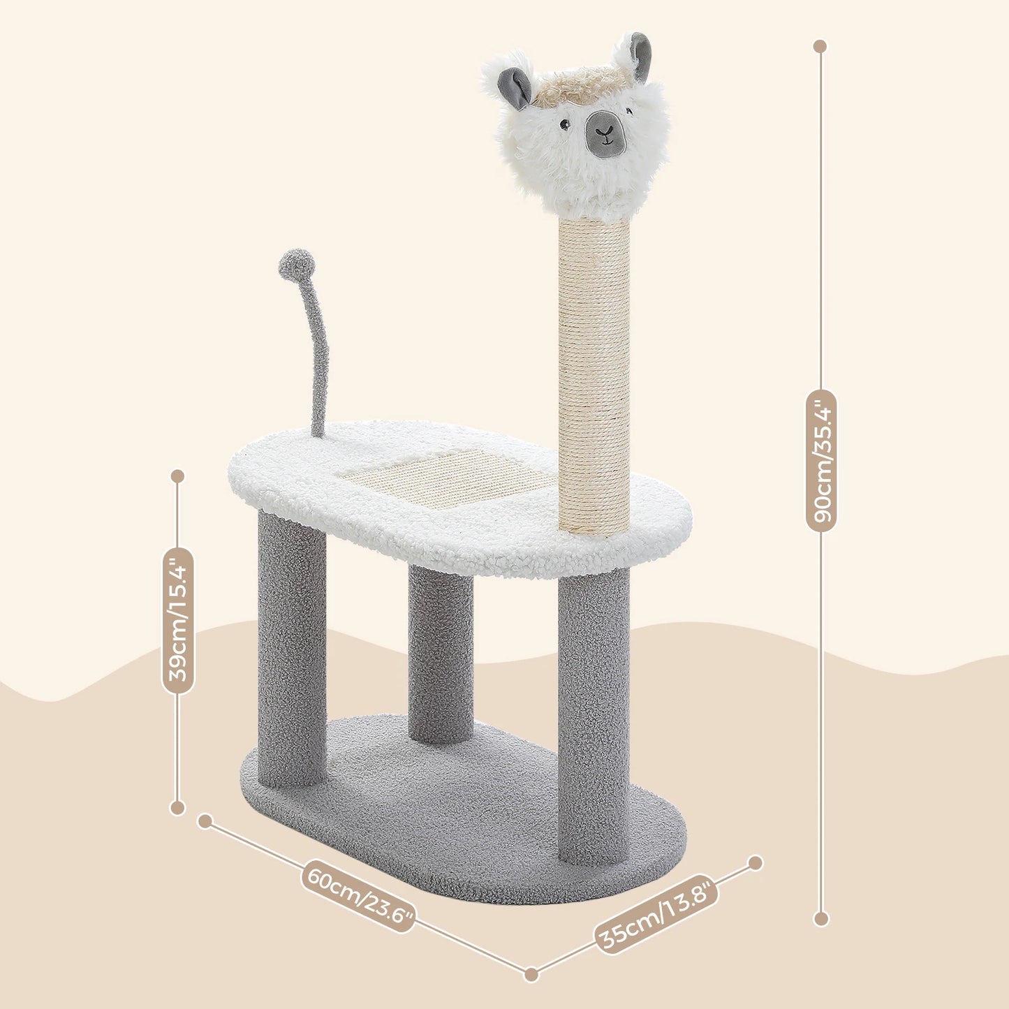 Cat Scratching Post with Spring Ball, Tall Cat Scratcher for Indoor Cats, Sisal Cat Scratch Post with Hanging Ball, Kitten Toys