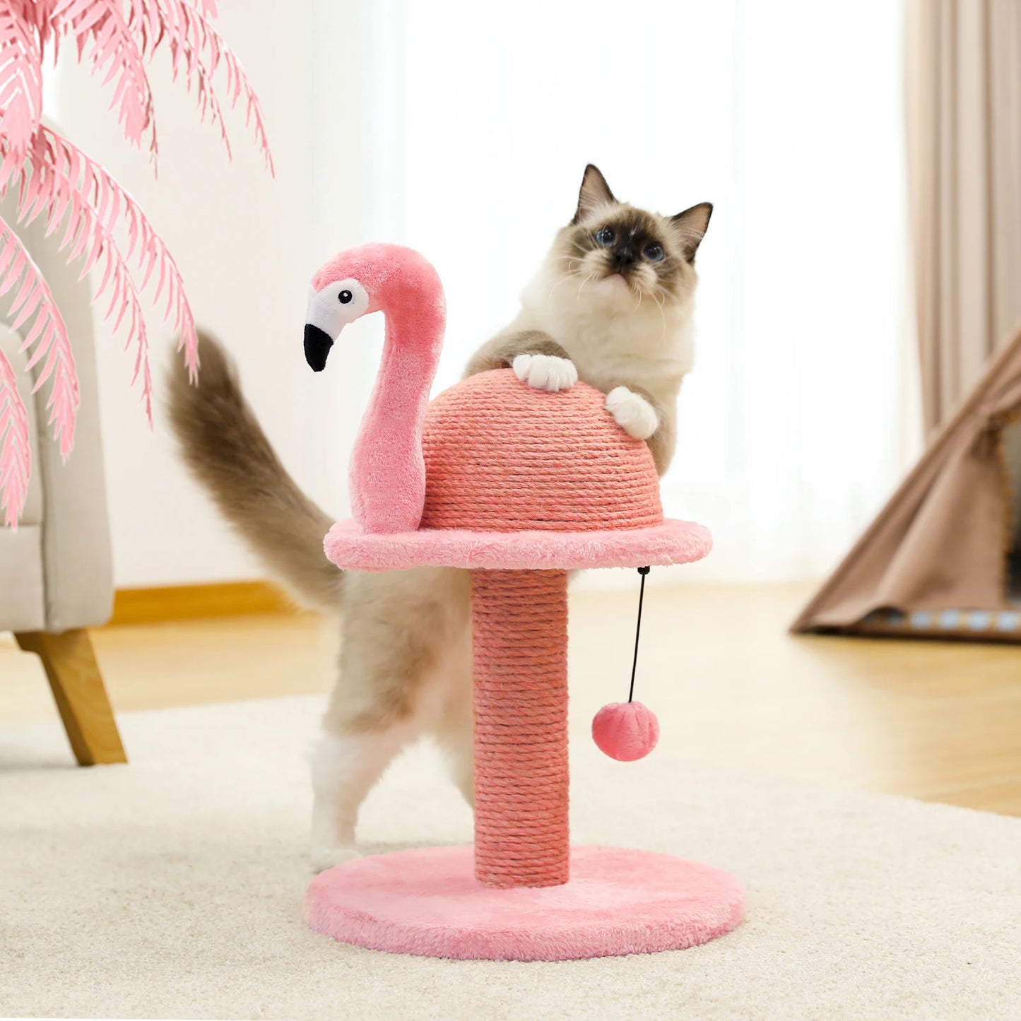 Cat Scratching Post with Spring Ball, Tall Cat Scratcher for Indoor Cats, Sisal Cat Scratch Post with Hanging Ball, Kitten Toys