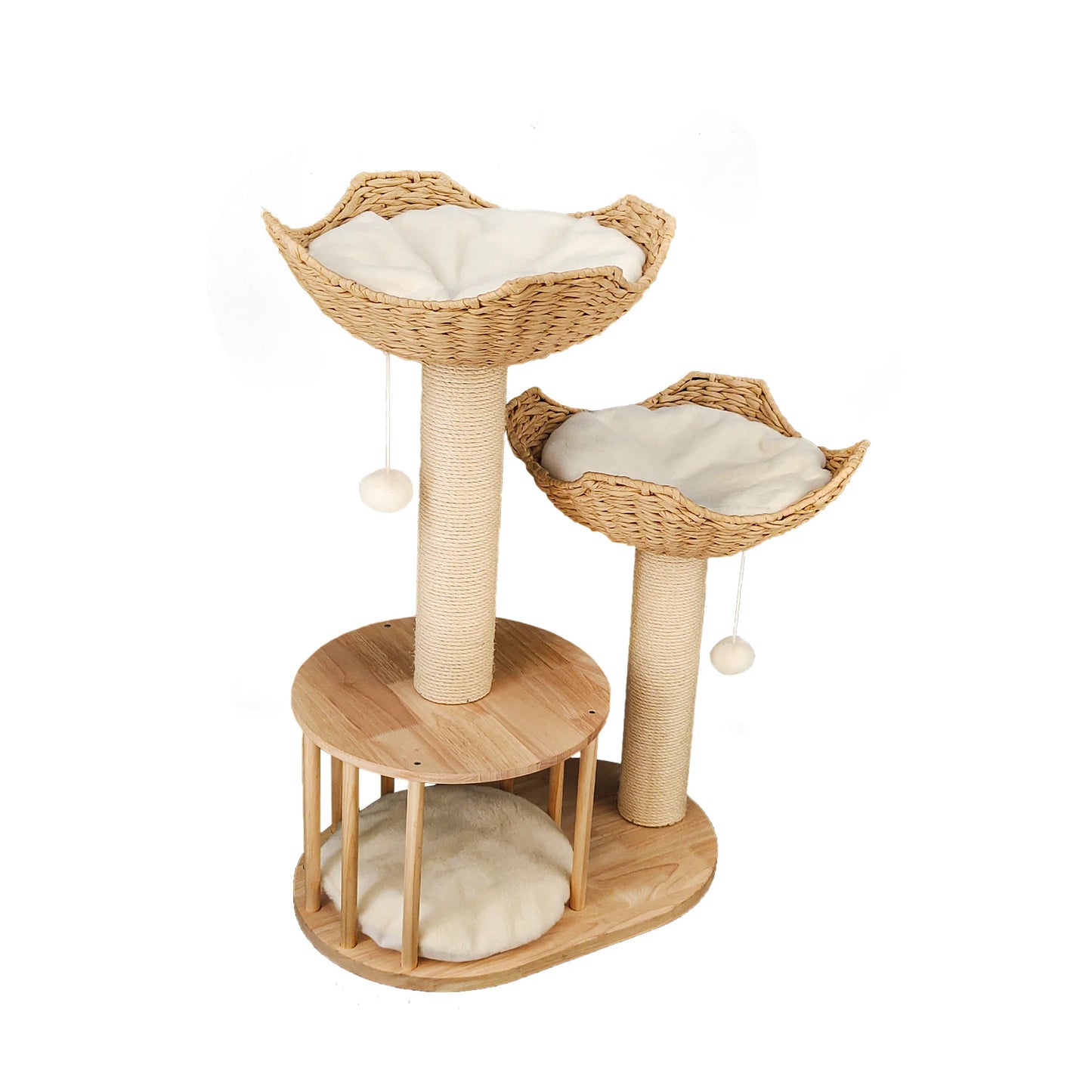 3-Tier Cat Tree Padded Plush Napping Perches Kitten Condo Sisal Rope Scratching Posts and Hanging Toy Tower for Indoor Kitties