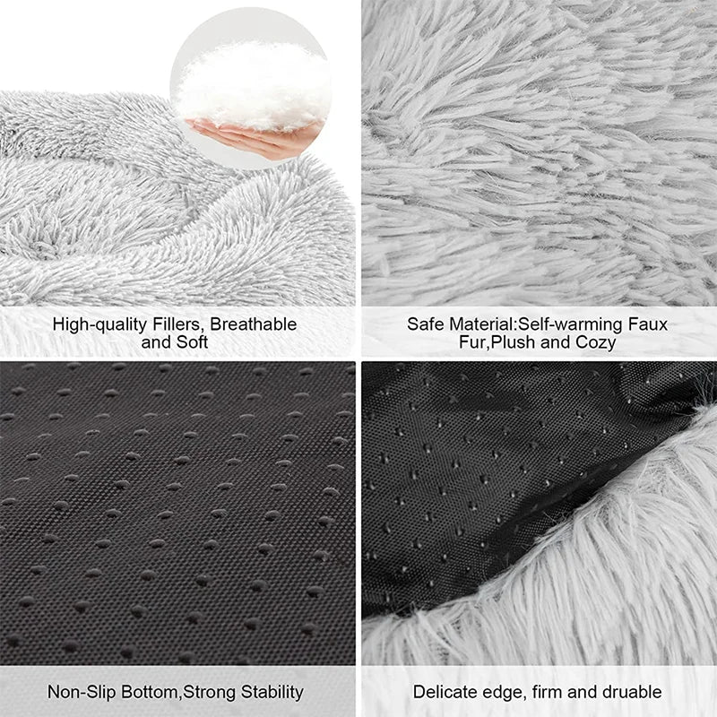 50-80cm Round Pet Bed Long Plush Cat House Dog Bed for Medium Dogs Soft Cat Nest Kennel Dog Mattress Pet Supplies