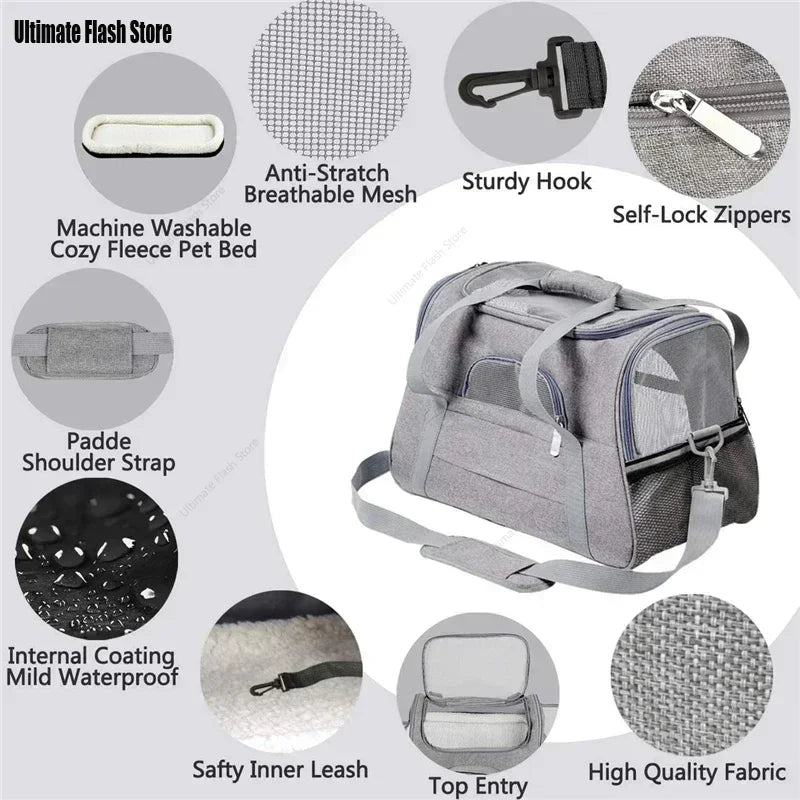 Dog Carrier Bag With Thick Cotton Cushion Pet Aviation Backpack Anti-suffocation Portable Travel Bag Pet Dog Bag Mesh Outdoor