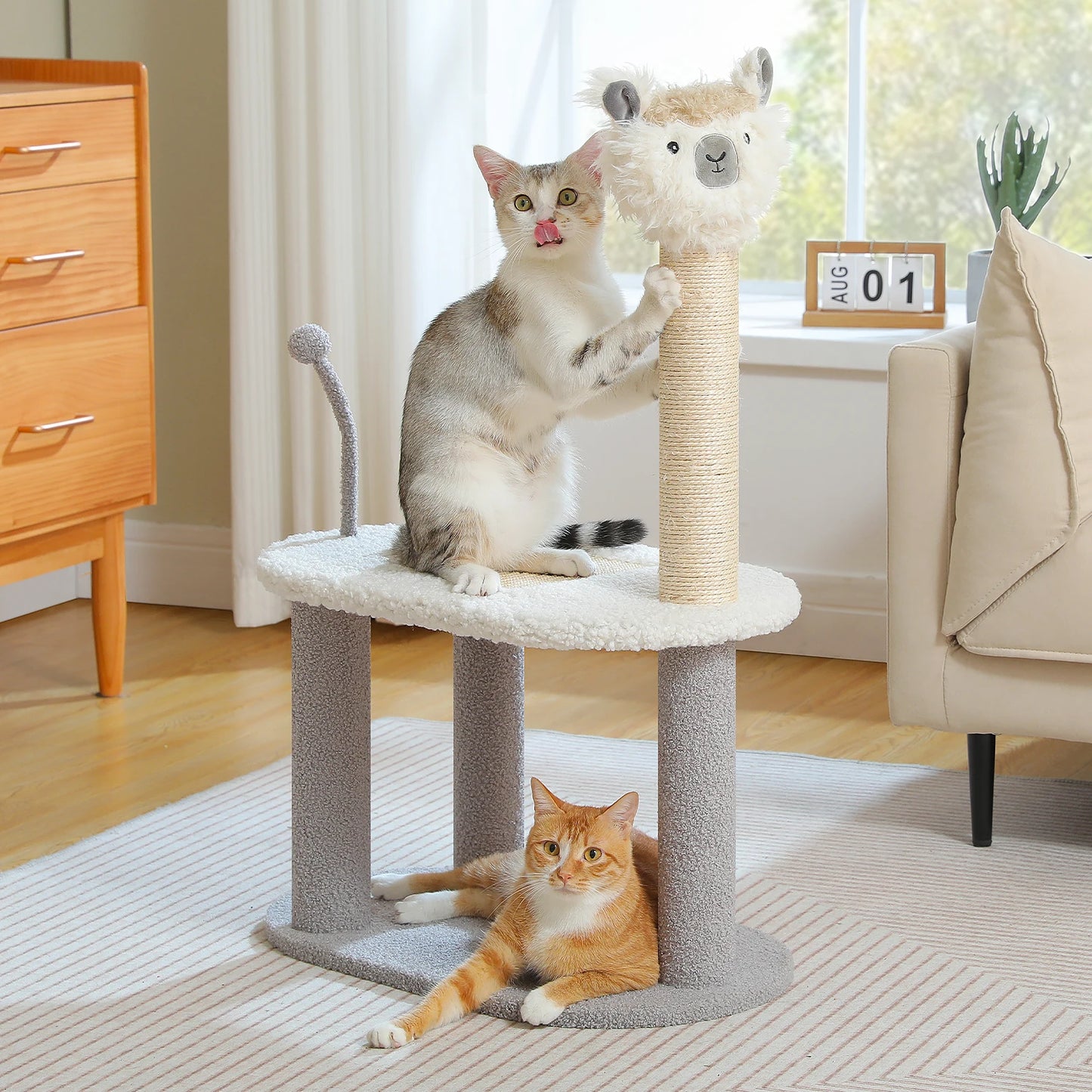 Cat Scratching Post with Spring Ball, Tall Cat Scratcher for Indoor Cats, Sisal Cat Scratch Post with Hanging Ball, Kitten Toys