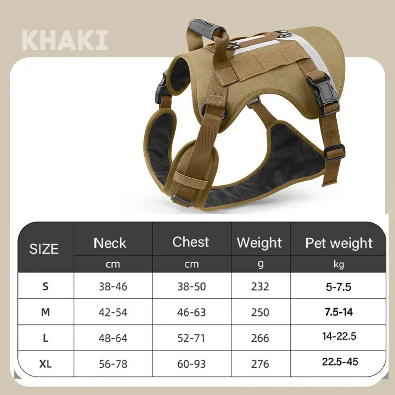 Big Dogs Reflective Safety Chest Strap Adjustable Military Tactical Vest Anti-pull Pectoral belt Chest Harnesses for Dog Guide