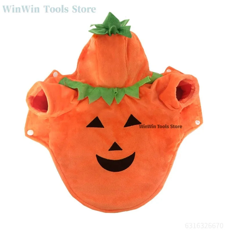 New Pet Halloween Pumpkin Clothes High Quality Easy To Wear Cute Dress Up Small Dog Party Cosplay Hooded Sweatshirt Pet Supplies