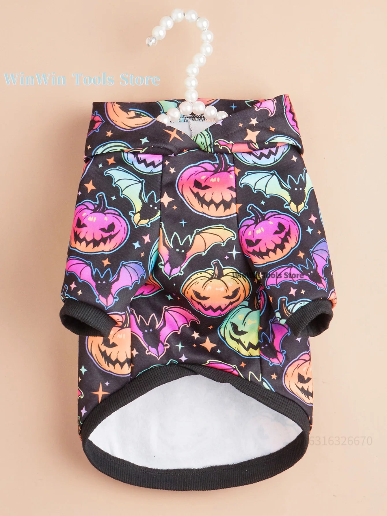 Gradient Color Halloween Pet Streetwear Printed Pumpkin Bat Design Dog Hoodie and Cat Hooded Shirt Party Costume for Puppy and K