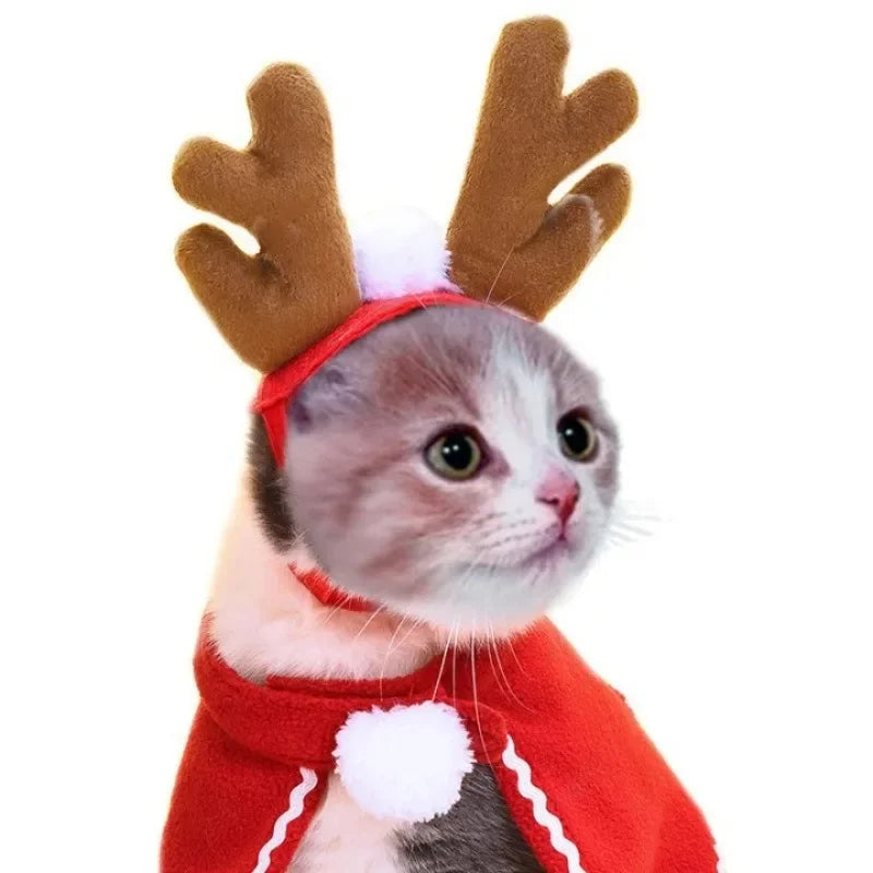 Christmas Hat  Pet Costume For Cat Dog Puppy Costumes Scarf Gift New Year Santa Winter Cosplay Halloween Dog Cat Supply