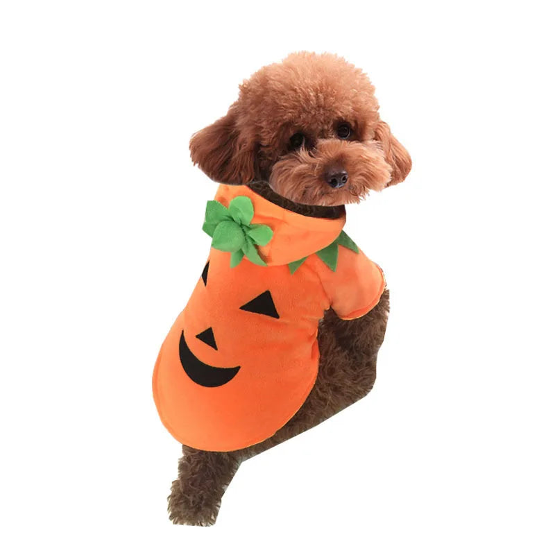 New Pet Halloween Pumpkin Clothes High Quality Easy To Wear Cute Dress Up Small Dog Party Cosplay Hooded Sweatshirt Pet Supplies