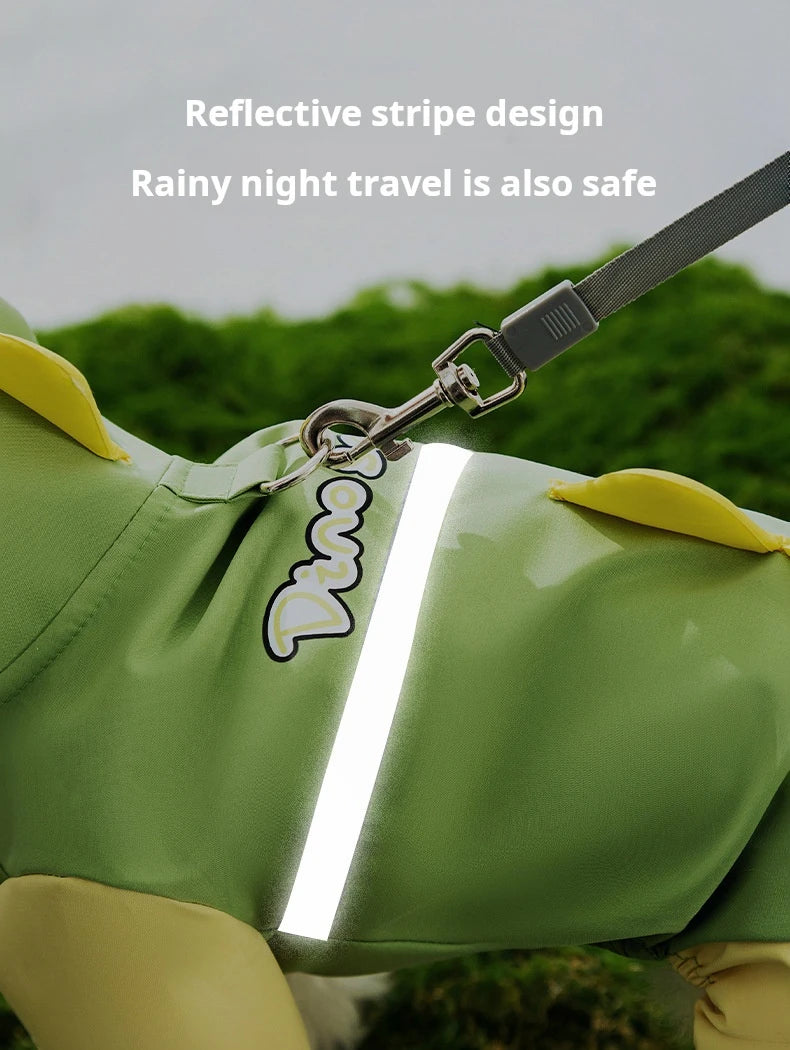 Summer Outdoor Dog Pet Raincoat Four Leg Full Pack Dinosaur Style Package Tail Hoodie Waterproof Jacket Raincoat Dog Cat Clothin