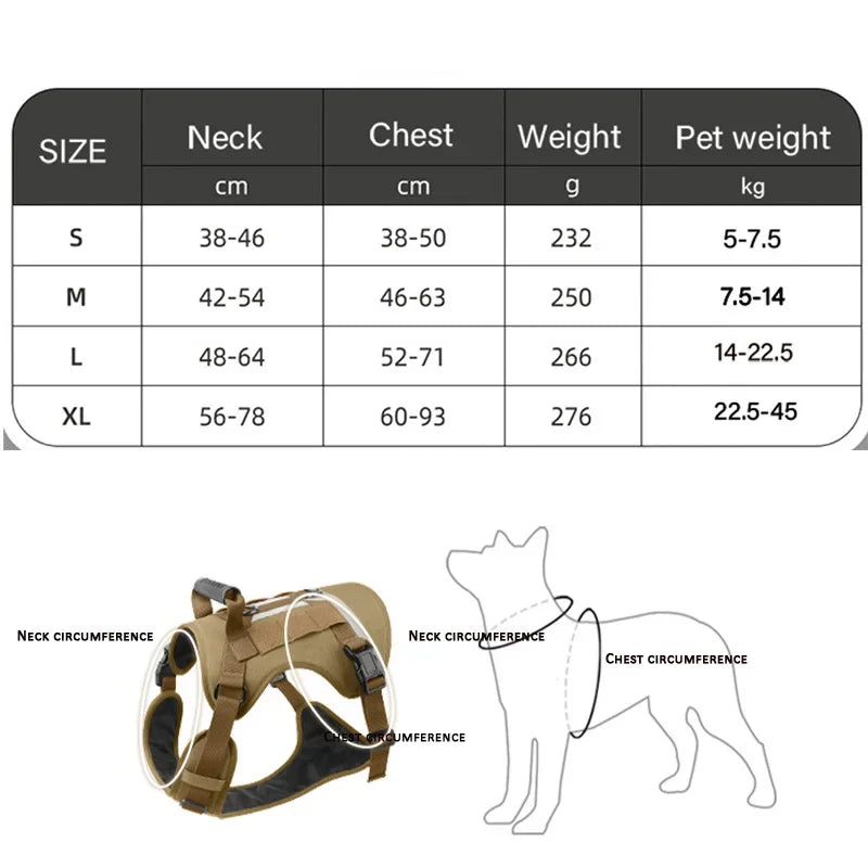 Big Dogs Reflective Safety Chest Strap Adjustable Military Tactical Vest Anti-pull Pectoral belt Chest Harnesses for Dog Guide