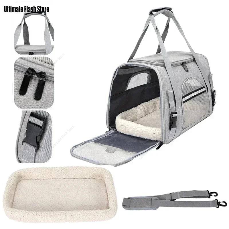 Dog Carrier Bag With Thick Cotton Cushion Pet Aviation Backpack Anti-suffocation Portable Travel Bag Pet Dog Bag Mesh Outdoor
