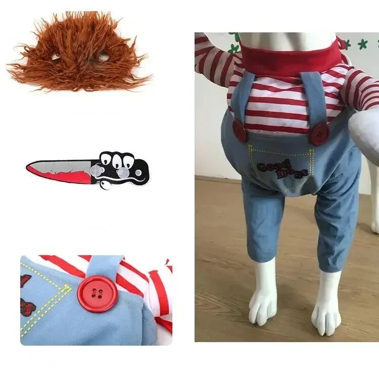 1PCS Christmas pet clothes Festival Funny Santa Claus Knife Holding Dog Clothes Cat Standing Dress Pet Dress Up