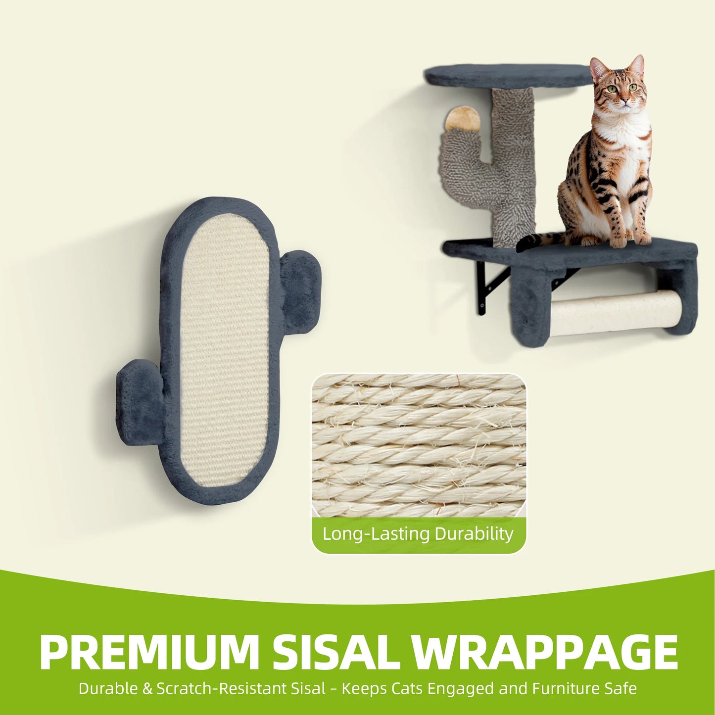 YITAHOME Dark Grey & Yellow 7-Piece Cat Climbing Set - Plush Towers with House, Hammock & Hanging Ball