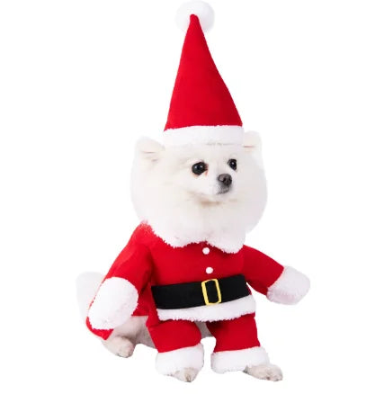 1PCS Christmas pet clothes Festival Funny Santa Claus Knife Holding Dog Clothes Cat Standing Dress Pet Dress Up
