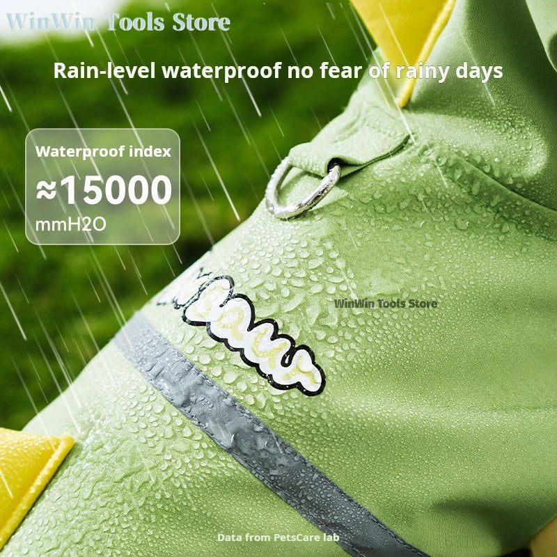 Summer Outdoor Dog Pet Raincoat Four Leg Full Pack Dinosaur Style Package Tail Hoodie Waterproof Jacket Raincoat Dog Cat Clothin