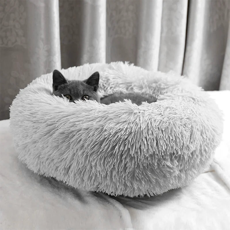 50-80cm Round Pet Bed Long Plush Cat House Dog Bed for Medium Dogs Soft Cat Nest Kennel Dog Mattress Pet Supplies