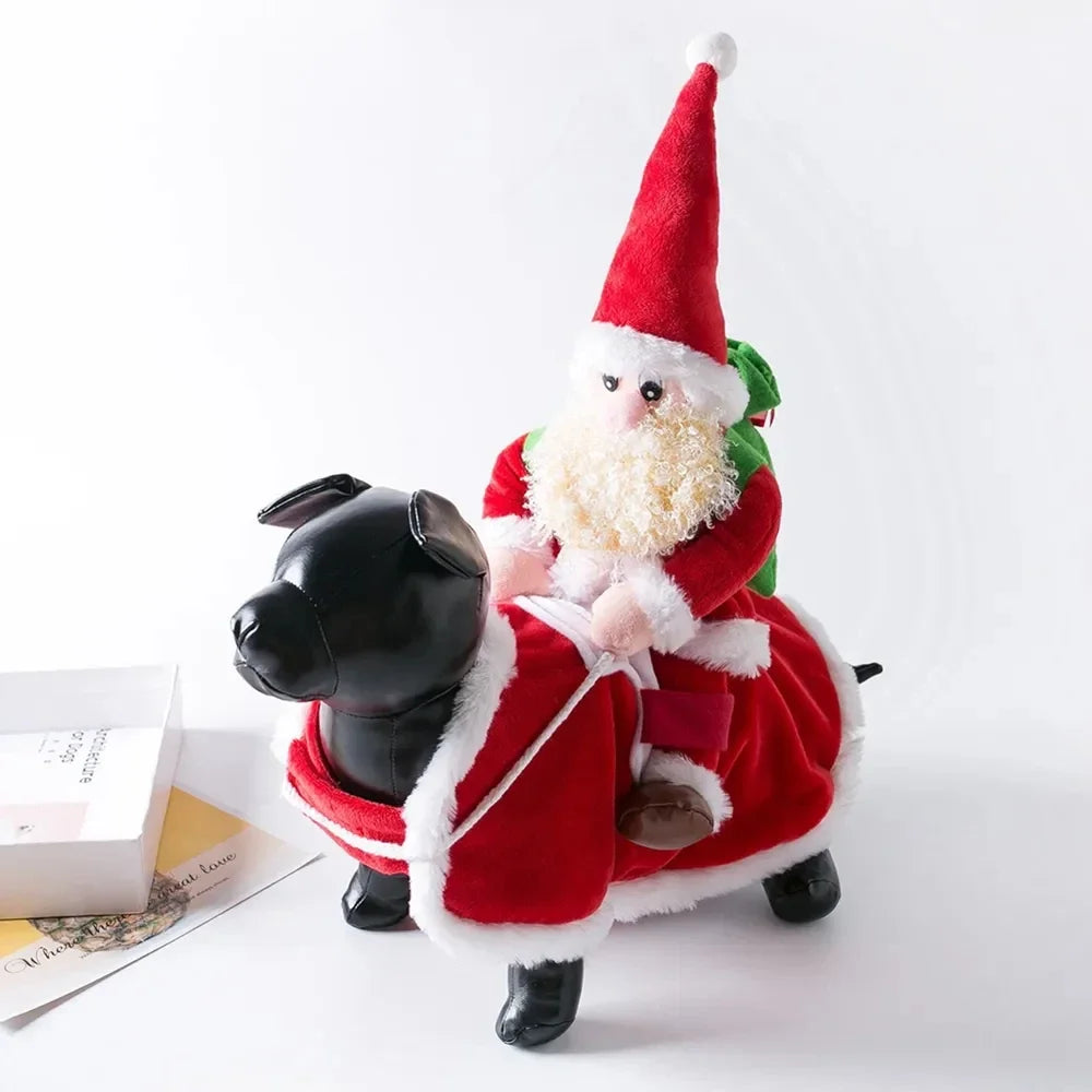 Christmas Dog Costume Funny Christmas Santa Claus Riding on Dog Pet Cat Holiday Outfit Clothes Dressing up for Halloween Xmas