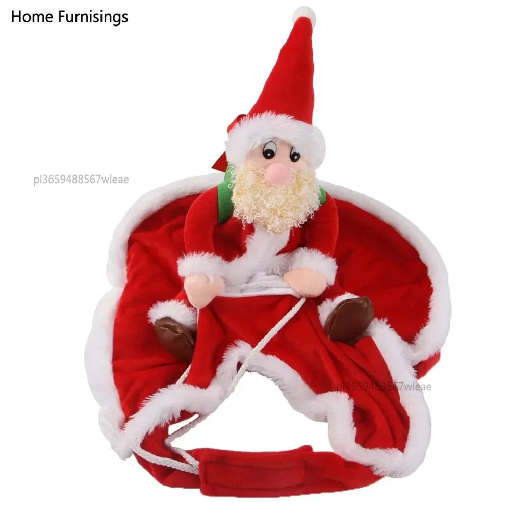 Christmas Dog Costume Funny Christmas Santa Claus Riding on Dog Pet Cat Holiday Outfit Clothes Dressing up for Halloween Xmas