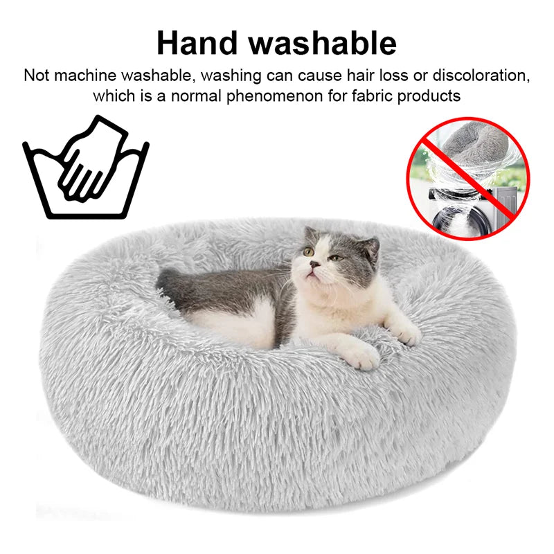 50-80cm Round Pet Bed Long Plush Cat House Dog Bed for Medium Dogs Soft Cat Nest Kennel Dog Mattress Pet Supplies