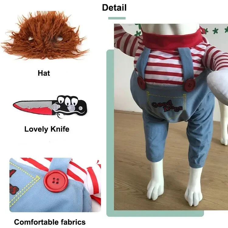 1PCS Christmas pet clothes Festival Funny Santa Claus Knife Holding Dog Clothes Cat Standing Dress Pet Dress Up