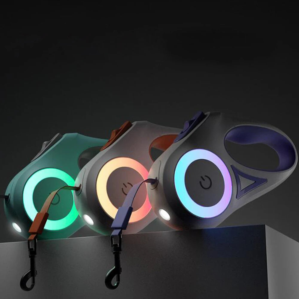 3M 5M Automatic Retractable Traction Rope LED Luminous Light Straps Dog Leash For Small Medium Dogs Pet Products