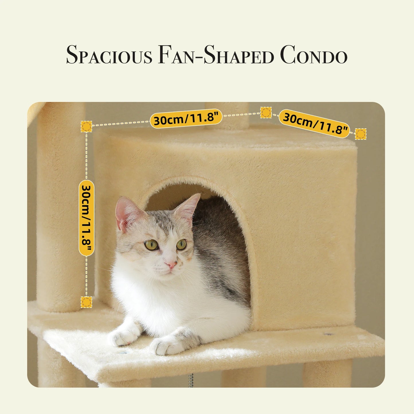 Floor to Ceiling Cat Tree with Sisal Scratching Posts Cozy Condo Hammock Adjustable Height Tall Cat Tower for Indoor Cat Toys