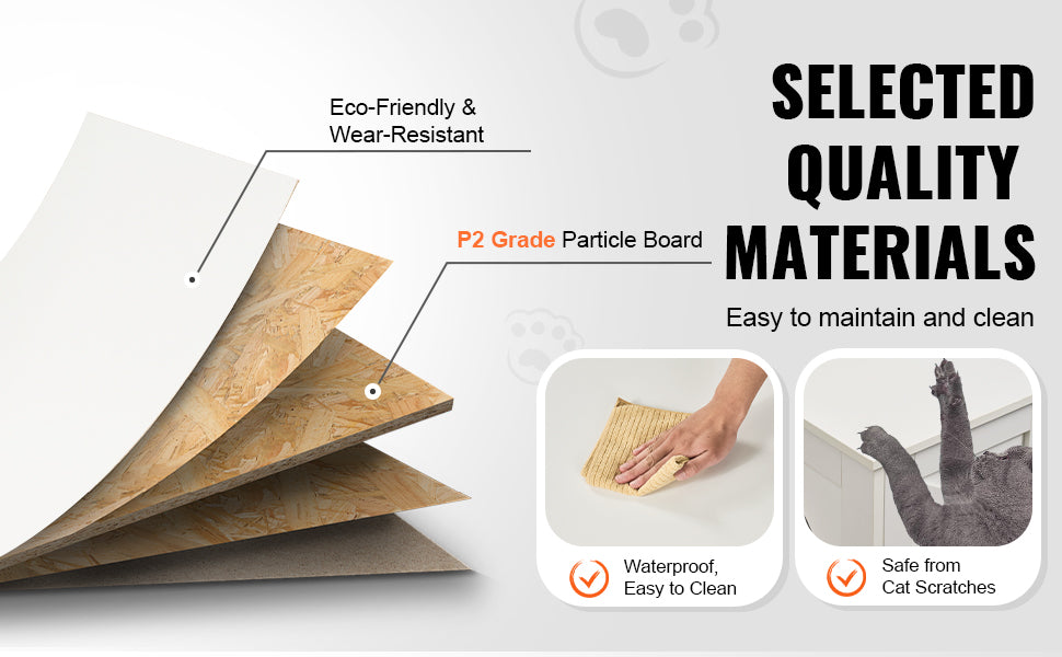 SucceBuy Cat Litter Box Enclosure for 2 Cats Litter Box Furniture Hidden Wooden Cat Box Cabinet Fit Most of Litter Box White